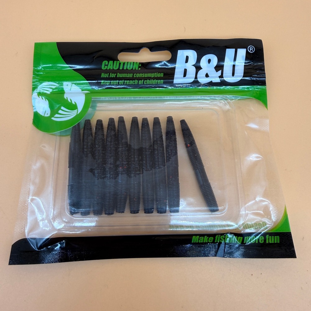 Pack of 10 B&U-Tpr Floating Senko Worms Bass Fishing Lure, Soft Plastic Artific